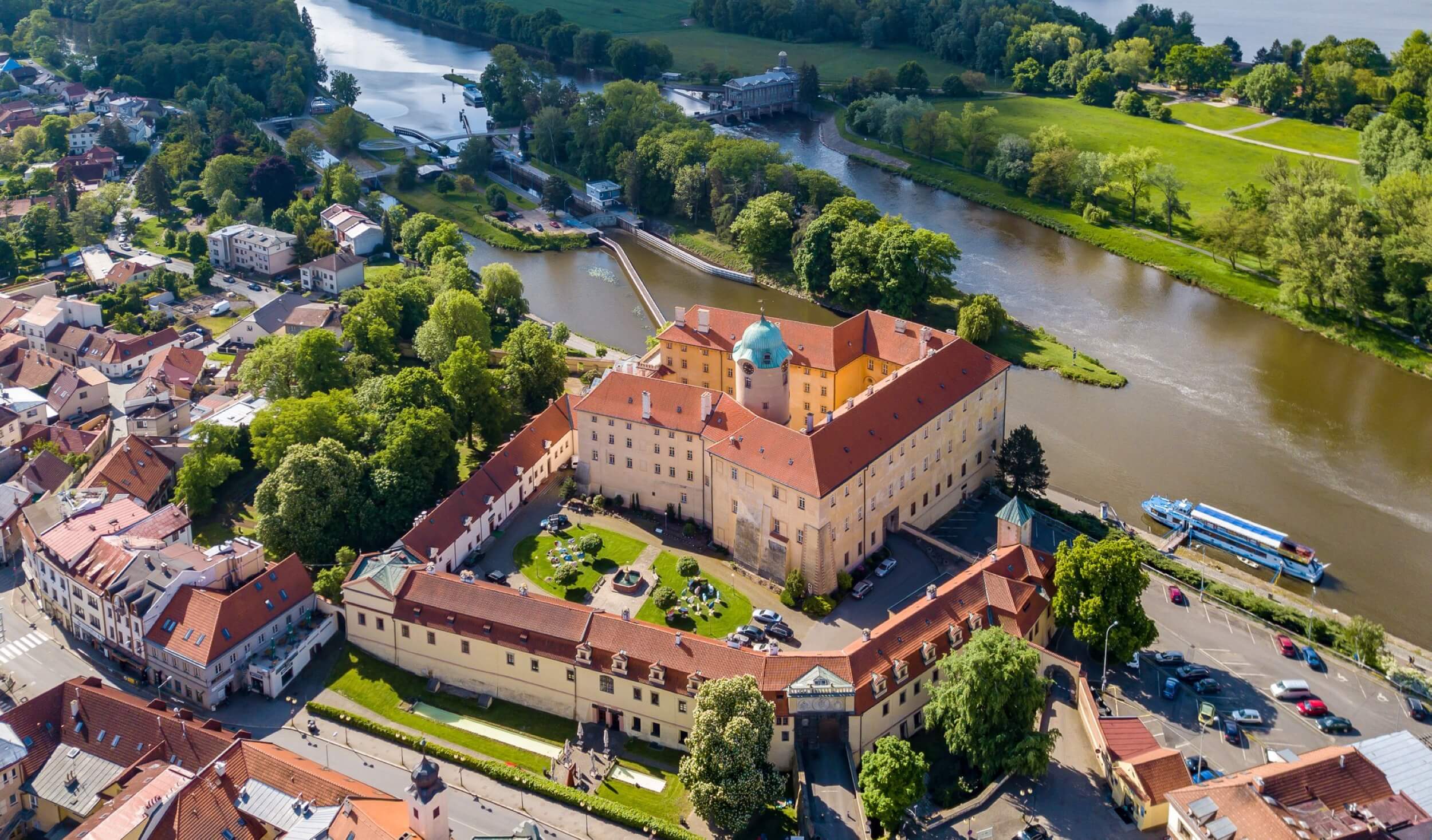 podeprady castle la place castle drone view